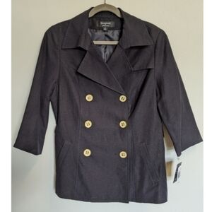 Larry Levine navy linen pea coat